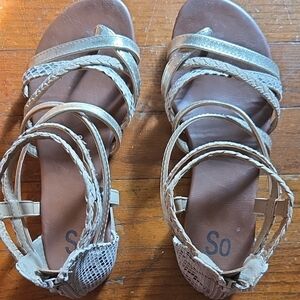 SO Women's 7M Metallic Strappy Sandals